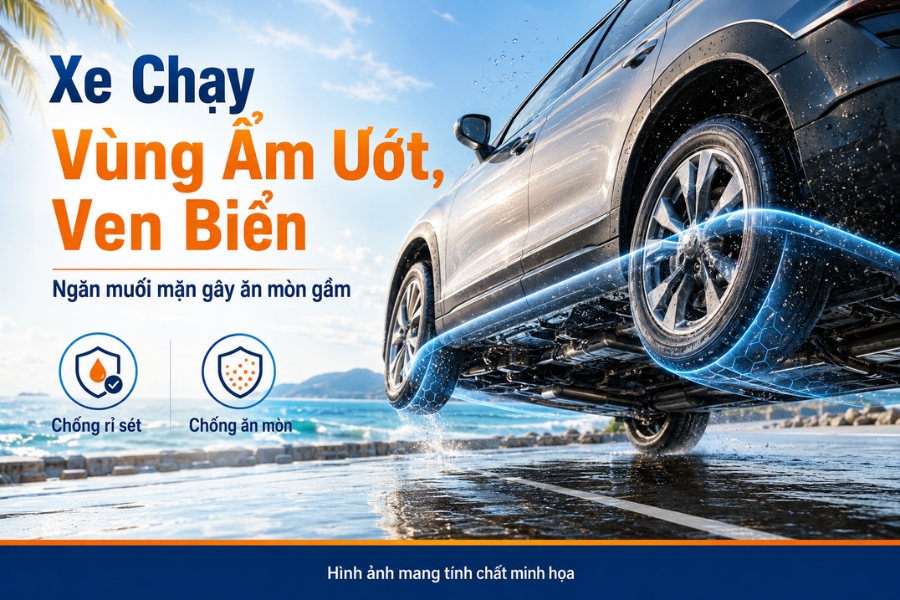 Ô tô chạy vùng ẩm ướt ven biển cần phủ gầm để ngăn muối mặn gây ăn mòn rỉ sét